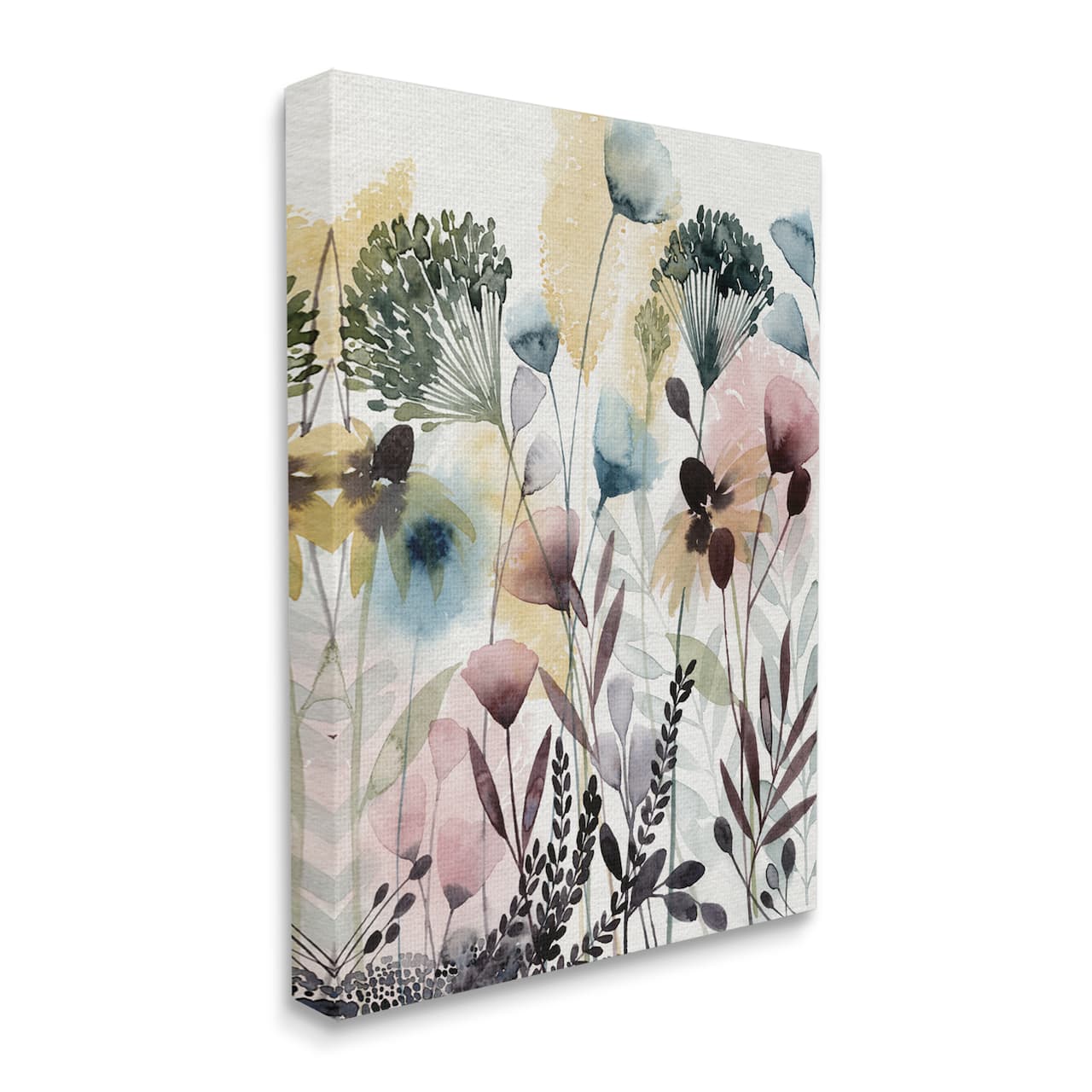 Stupell Industries Wild Florals Opaque Layers Soft Watercolor Pink Blue Canvas Wall Art